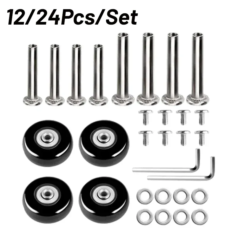 Kit de réparation de pièces de valise, essieux de remplacement, roues de bagage de voyage silencieuses, roulettes, dia40 mm, 50mm, 60mm, 12 pièces, 24 pièces par ensemble
