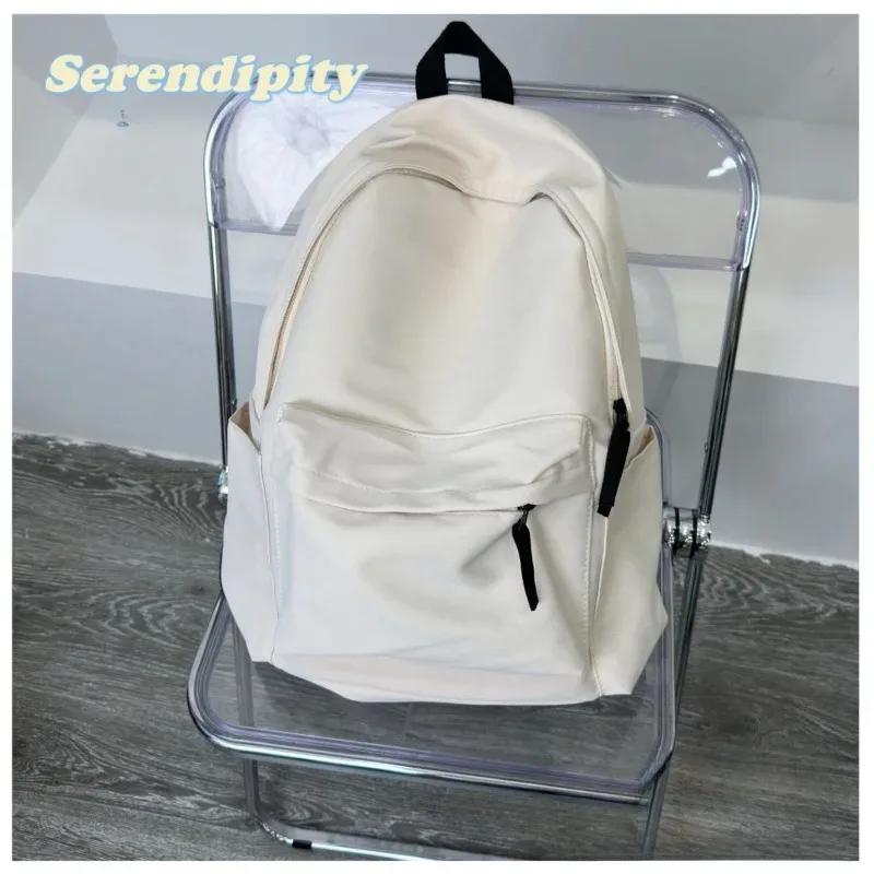 sac à dos de style coréen, simple et uni, pour filles, étudiantes du secondaire et du collège, grande capacité, unisexe