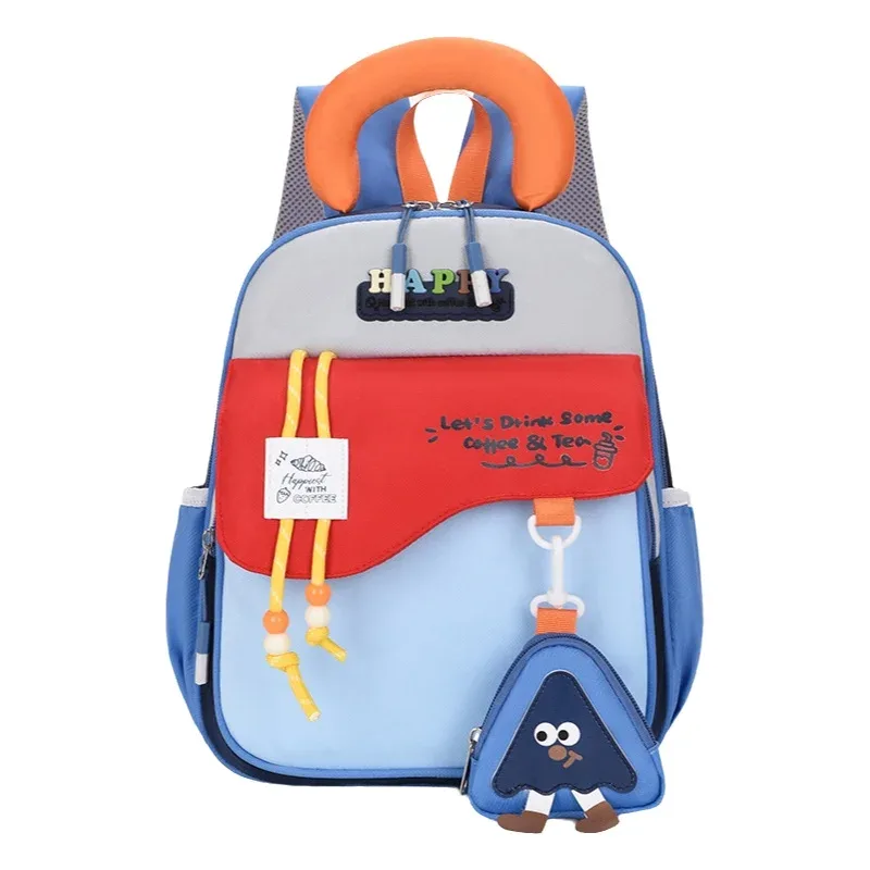 sac à dos enfant color block mignon, en nylon, motif dessin animé, unisexe, pour la maternelle, les voyages et l'école, grande capacité