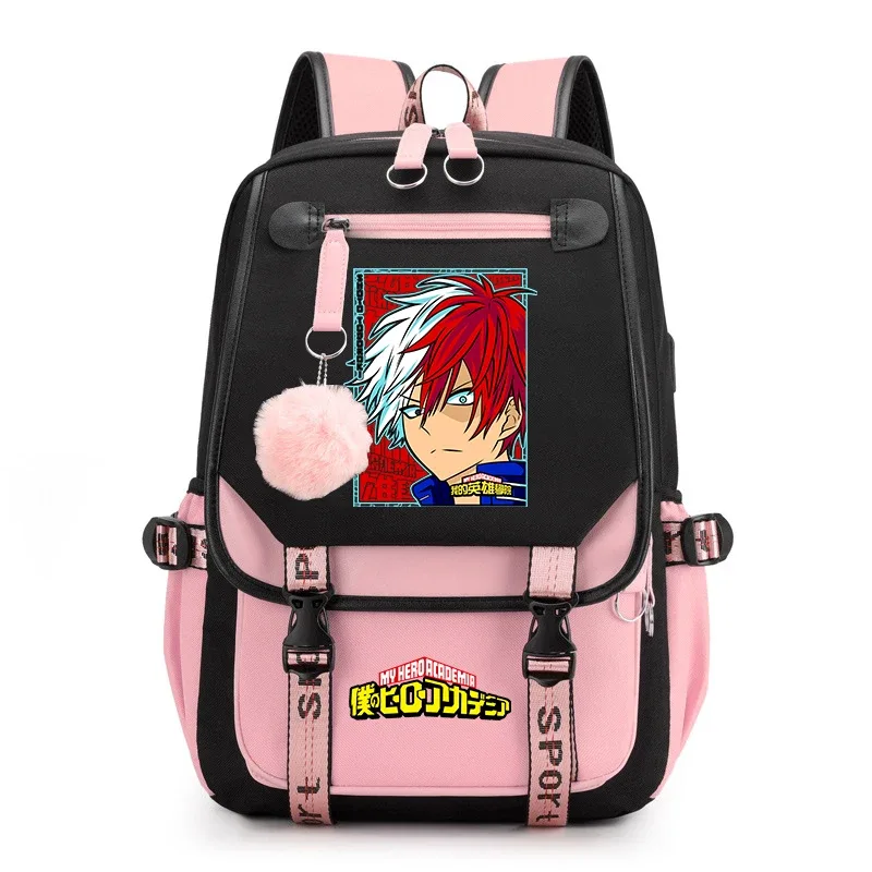 sac à dos d'étudiant imprimé my hero academia, léger et décontracté, pour filles, pour l'école et les voyages