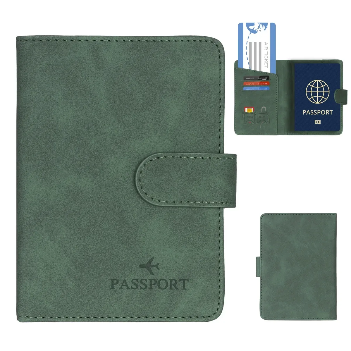 porte-passeport de voyage simple, étui portefeuille avec blocage rfid, étui pour cartes d'affaires en cuir pu, accessoires de voyage pour femmes et hommes