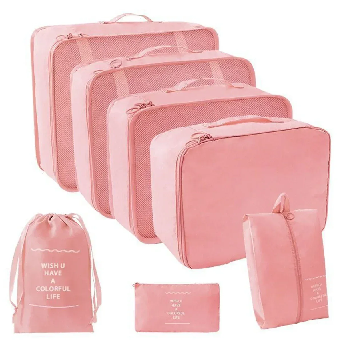 ensemble de 7 cubes d'emballage de voyage, organisateur de bagages à compression transparent pour valises, vêtements et voyages