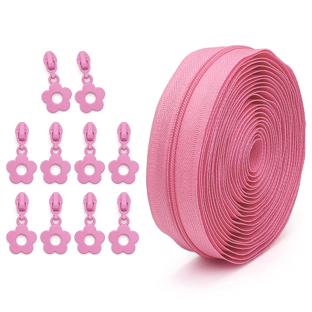 # 3 fermetures éclair en nylon de 4,5 mètres et 10 petits tirettes de fermeture éclair à motif floral, idéales pour le bricolage sur valises, sacs et trousses à crayons