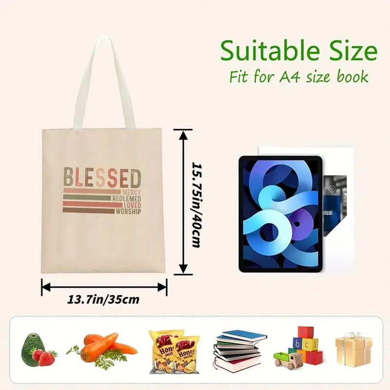 sac fourre-tout vintage, citations positives inspirantes, idéal pour les visites à la église, les courses, les déplacements quotidiens, convient pour une utilisation quotidienne.