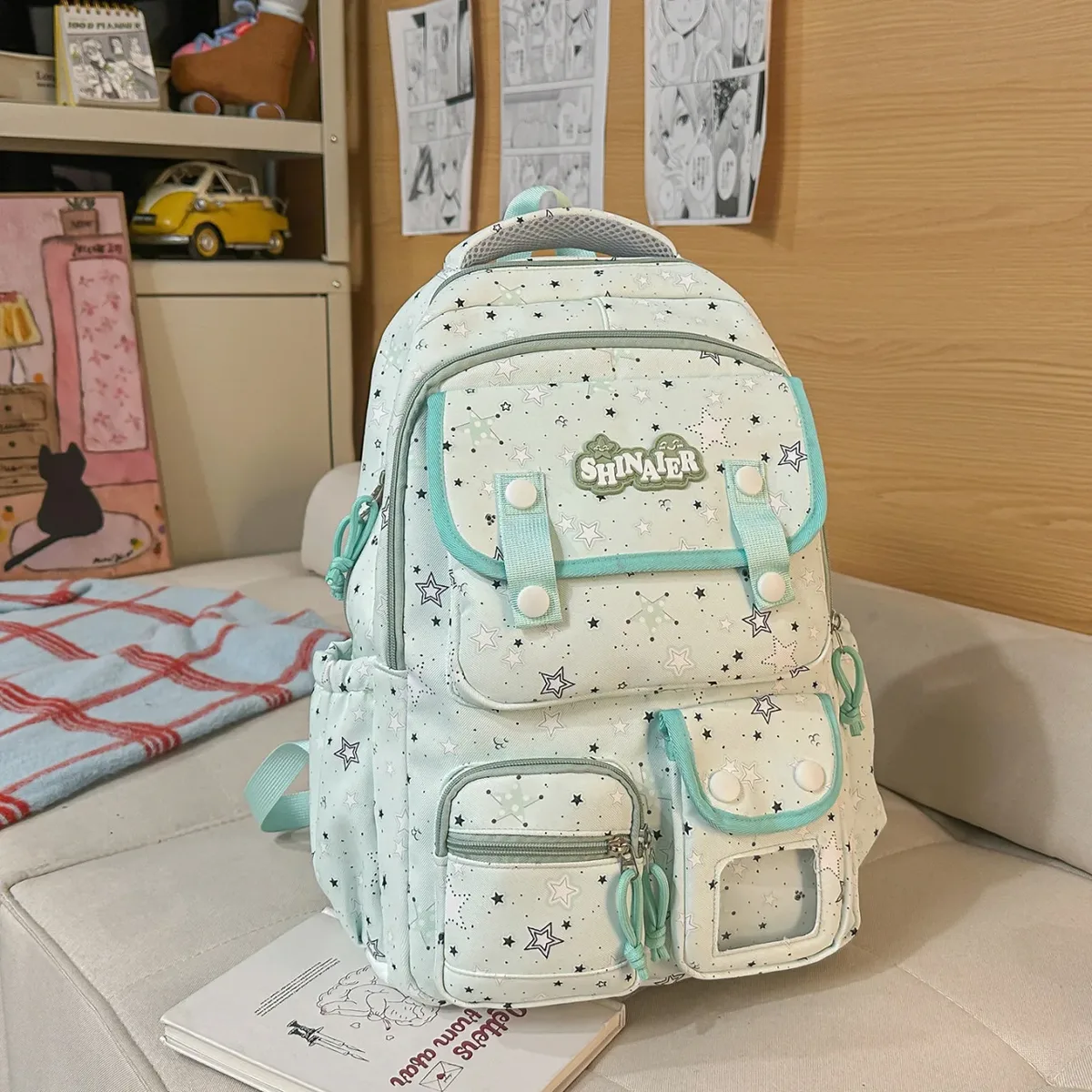 sac à dos d'écolière japonais grande capacité multi-poches pour collégienne, sac à dos transparent style anime ita bag
