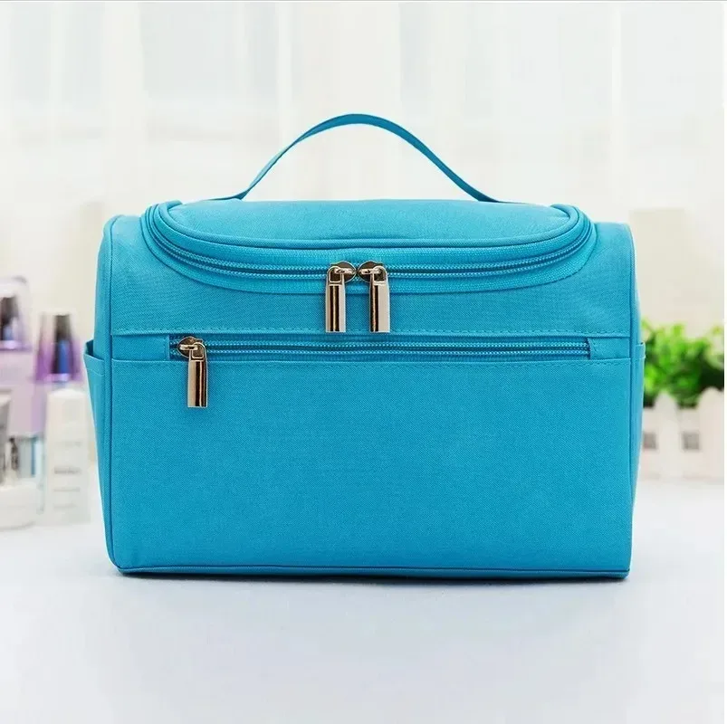 trousse à cosmétiques simple personnalisée – trousse de toilette brodée personnalisée de grande capacité, pochette de rangement de voyage portable, nom personnalisé m