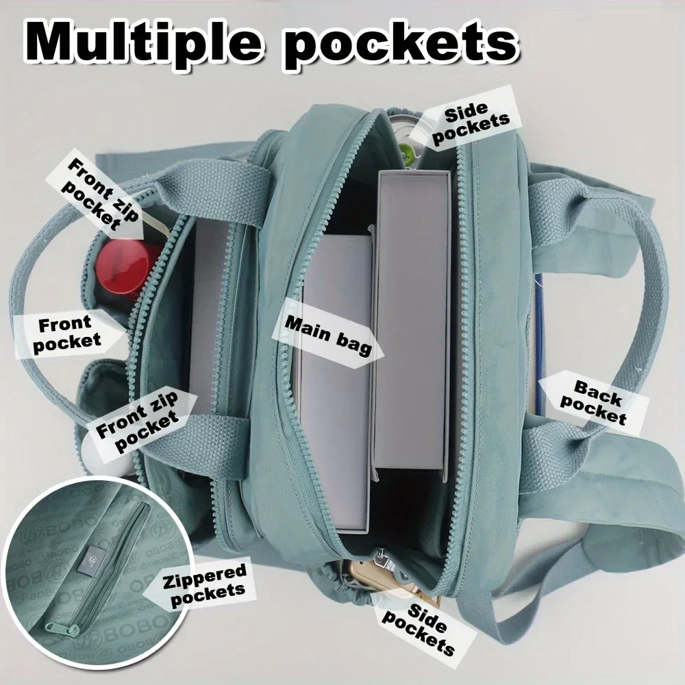 sac à dos d'école léger de grande capacité, sac de voyage multi-poches, matériau en nylon résistant à l'usure, bretelles confortables.