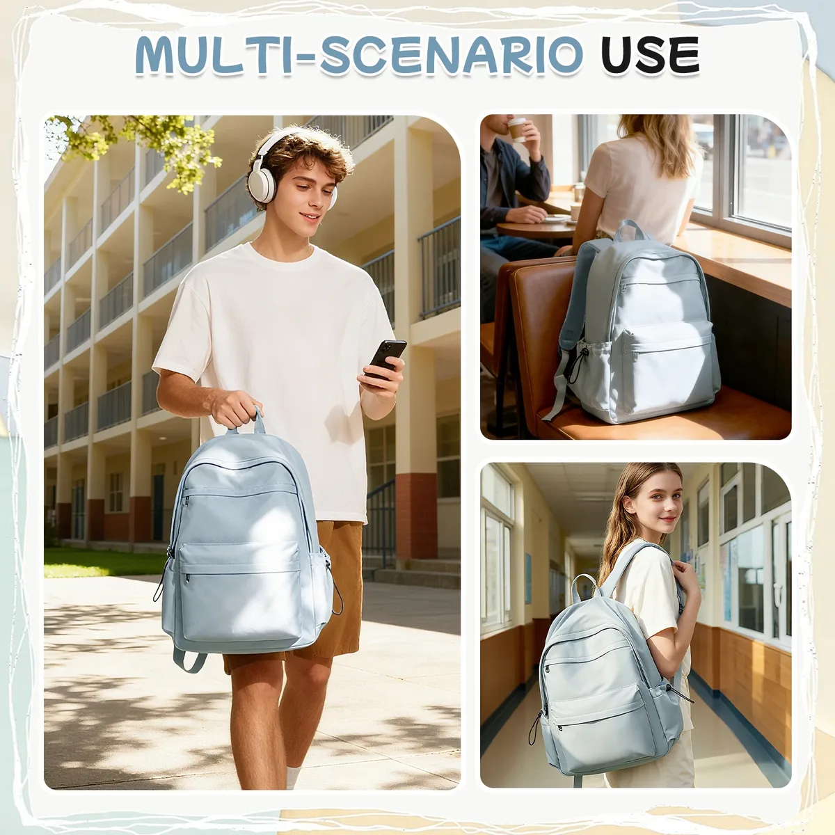 sac à dos décontracté universitaire, grande capacité, léger, pour lycéens, pour adolescents, convient pour ordinateur portable de 14 pouces
