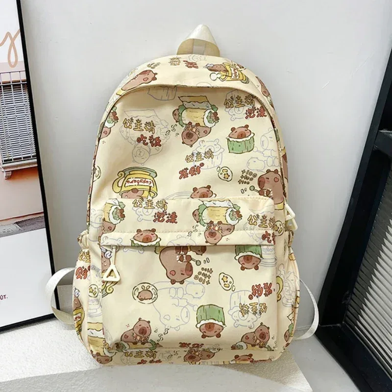 kawaii dessin animé capybara sac à dos drôle grande capacité capybara sac d'école étudiant pochette d'ordinateur sac à dos scolaire pour étudiant
