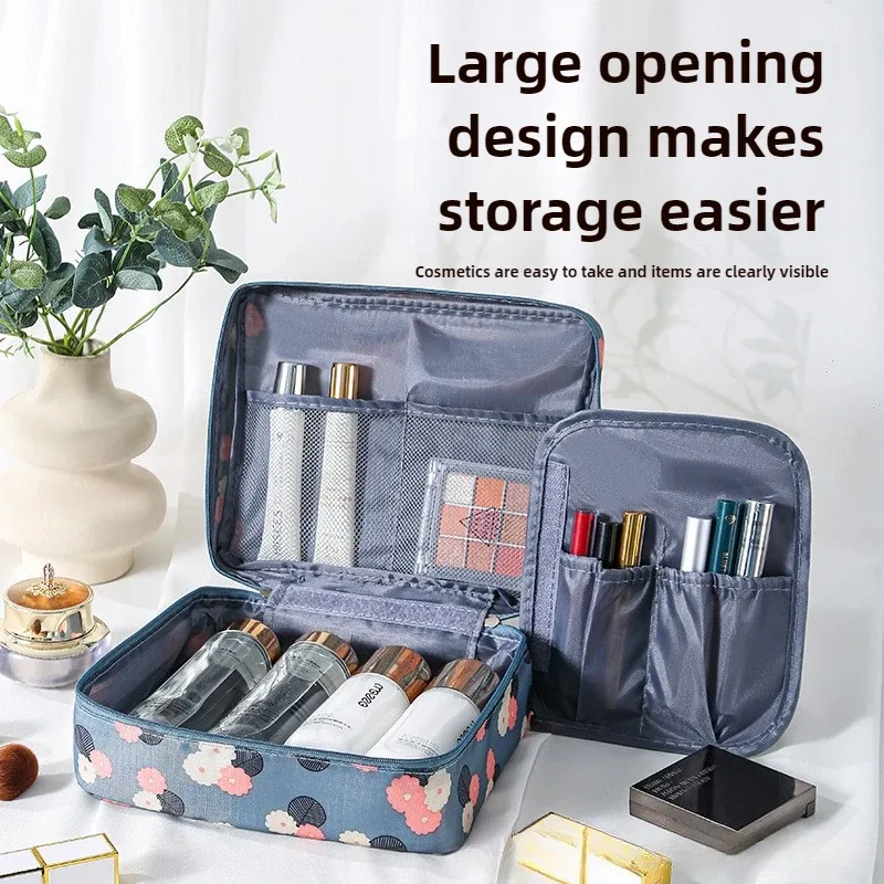 Grande trousse de toilette pour femmes, sac de voyage imperméable pour cosmétiques, organiseur de maquillage avec ouverture facile, étui de rangement beauté