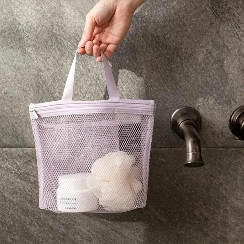 mini trousse à cosmétiques en maille avec poignée, organiseur portable à fermeture éclair pour maquillage et articles de toilette, pour voyage, salle de bain, salle de sport, 4 couleurs