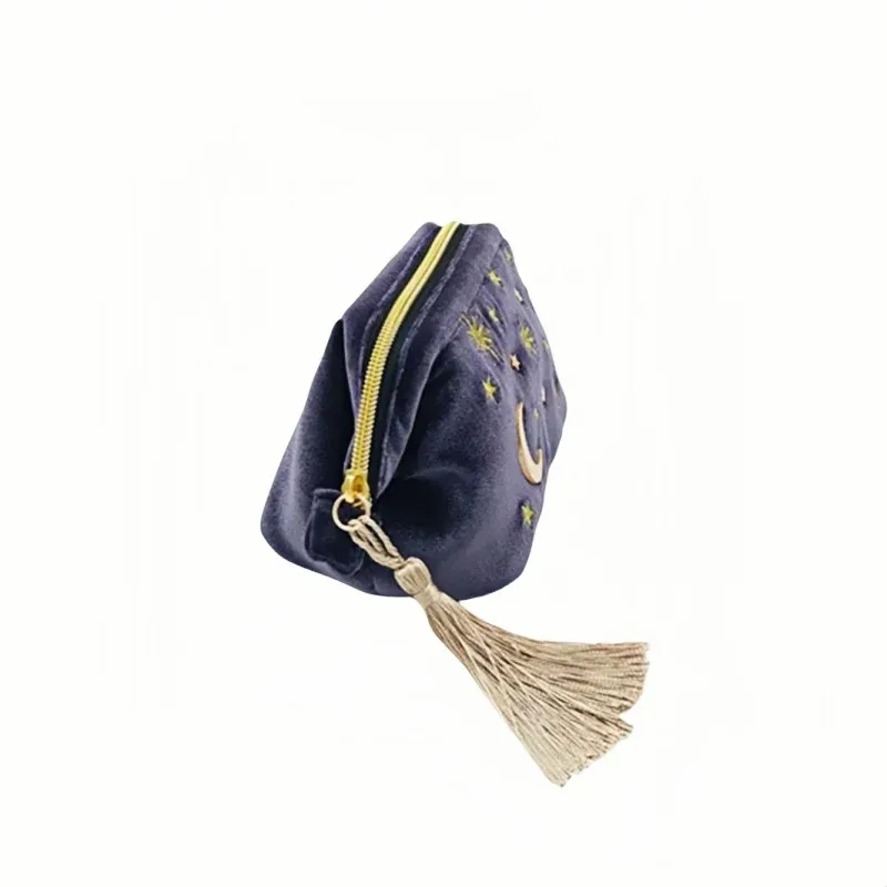 trousse à cosmétiques de grande capacité avec étoiles brodées et décorations de lune et poches intérieures, portable, le meilleur cadeau pour la mère