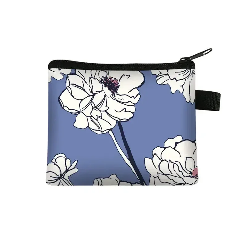 petit sac à cosmétiques imprimé floral pour filles et femmes, sac de rangement pour serviettes hygiéniques, sac de rangement pour pièces de monnaie, carte, argent, écouteurs, porte-rouge à lèvres, pochette