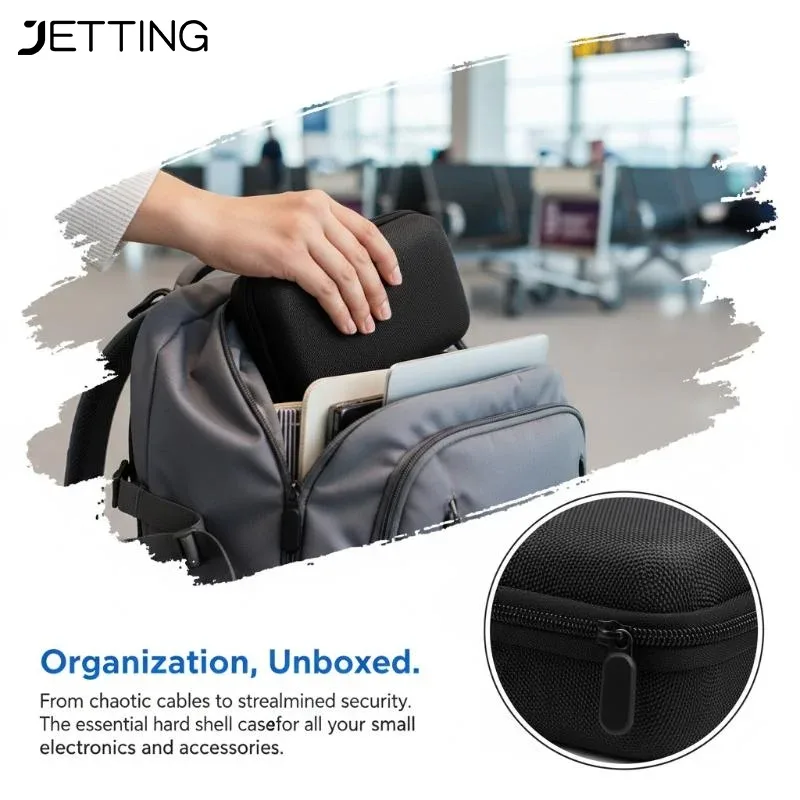 Mini étui de rangement rigide en EVA, organisateur portable pour petits accessoires électroniques, sac de transport pour voyage, noir