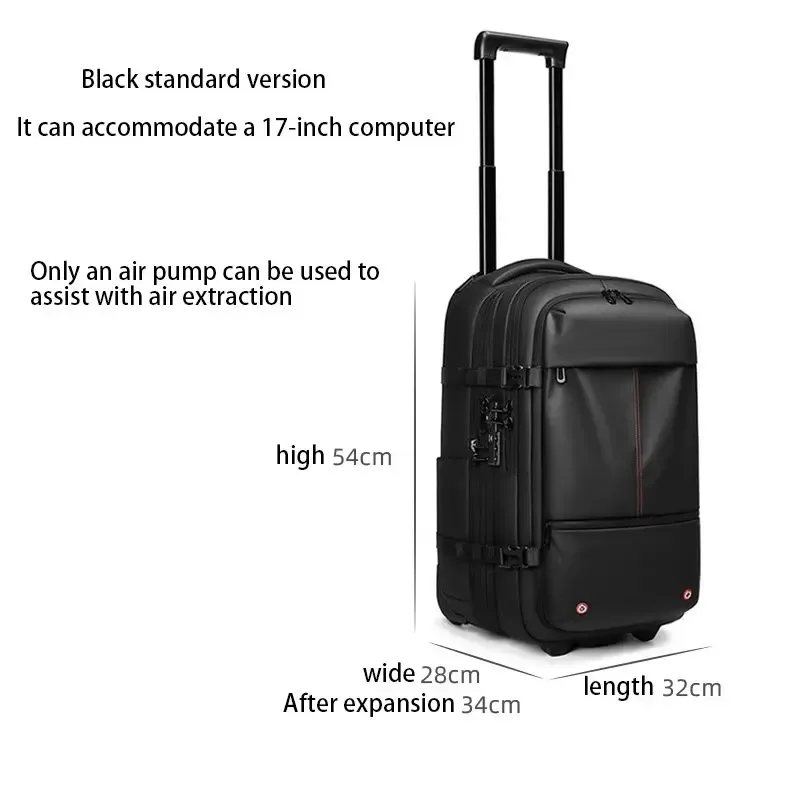 sac à dos roulant pour ordinateur portable 17 pouces, résistant à l'eau, grande capacité 36-55l, bagage de voyage, sac à dos à roulettes pour hommes et femmes