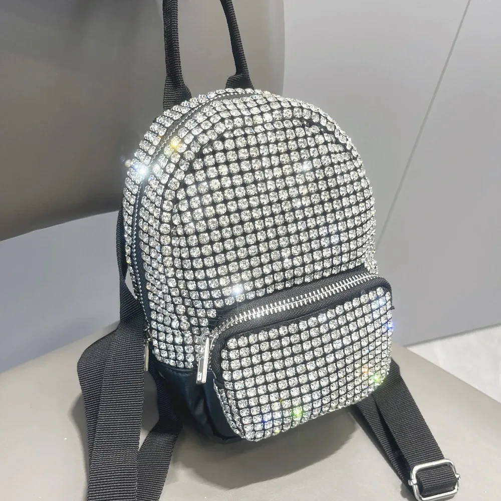 sac à dos en cristal brillant avec biscuits, sacs à main et sacs à main faits à la main, sacs à dos de créateurs de luxe, sac à main