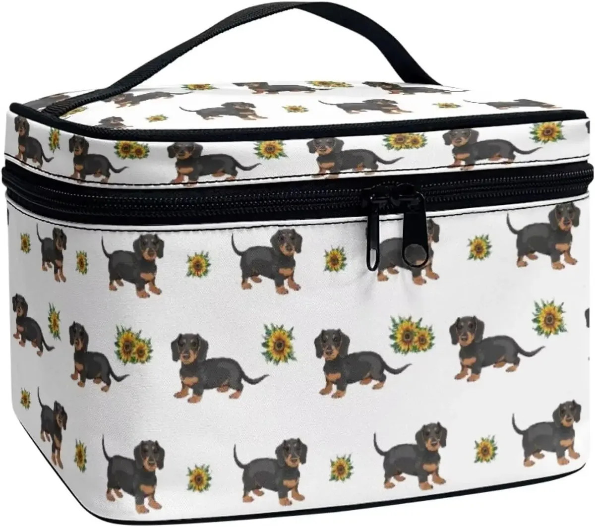 bronwn-trousse de maquillage portable avec fermeture à glissière, sac de toilette, fourre-tout pour cosmétiques, poudres imprimées, rétro, salle plus lente