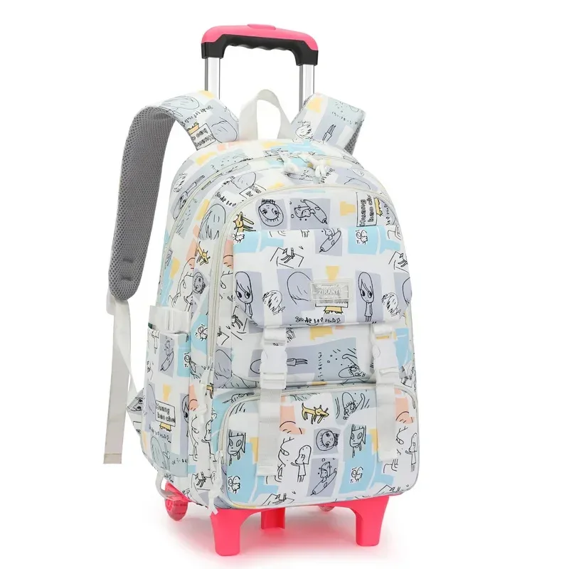 sacs d'école roulants pour filles sac à dos enfants sacs à dos d'école imperméables avec roues collège chariot bagages sac à dos