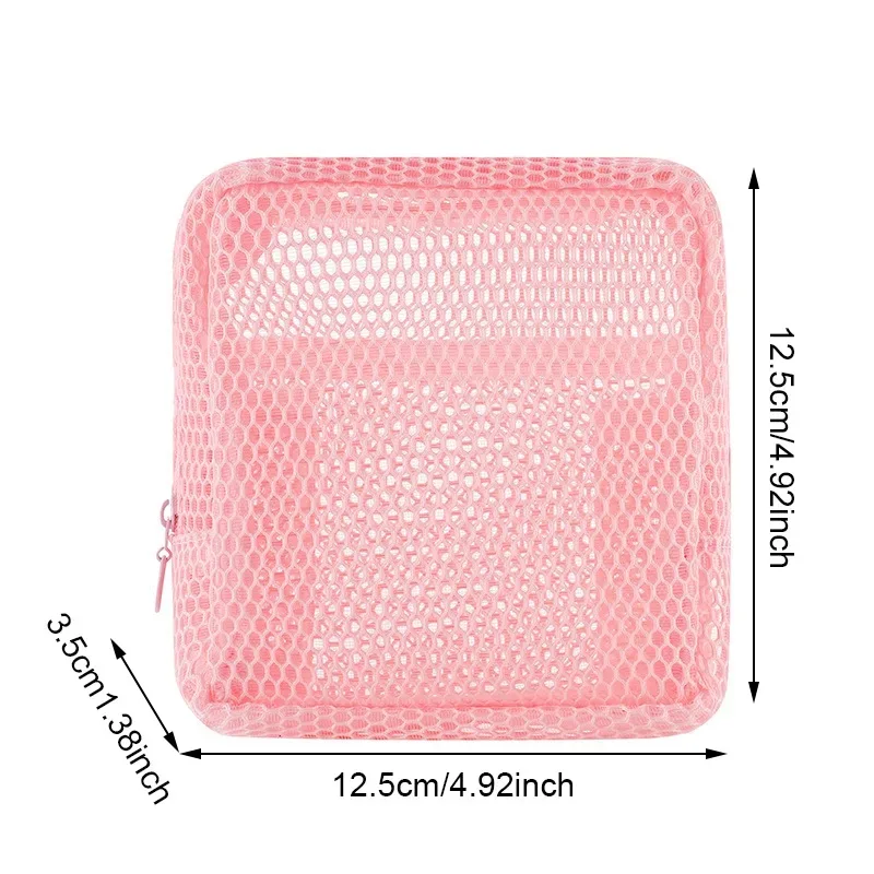 sac à cosmétiques carré en maille pour femmes, mignon, écouteurs portables, rouge à lèvres, serviettes hygiéniques, pochette de rangement, petits sacs de maquillage à fermeture éclair