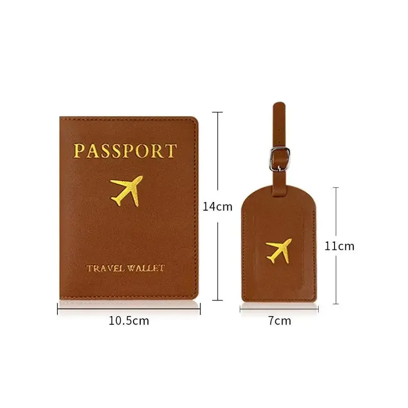 lot de 2 : housse de passeport en pu et étiquette de bagage d'identification pour valise, porte-nom, adresse et passeport