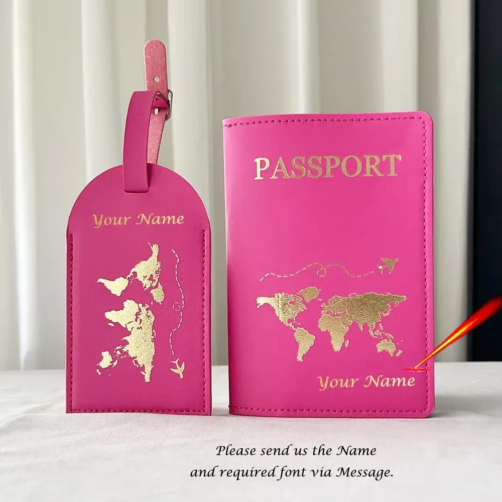 protege passport personalisé prenom avec étiquettes à bagages, couverture passeport personnalisé carte de l'ue, étui mignon, portefeuille de voyage, accessoires de voyage