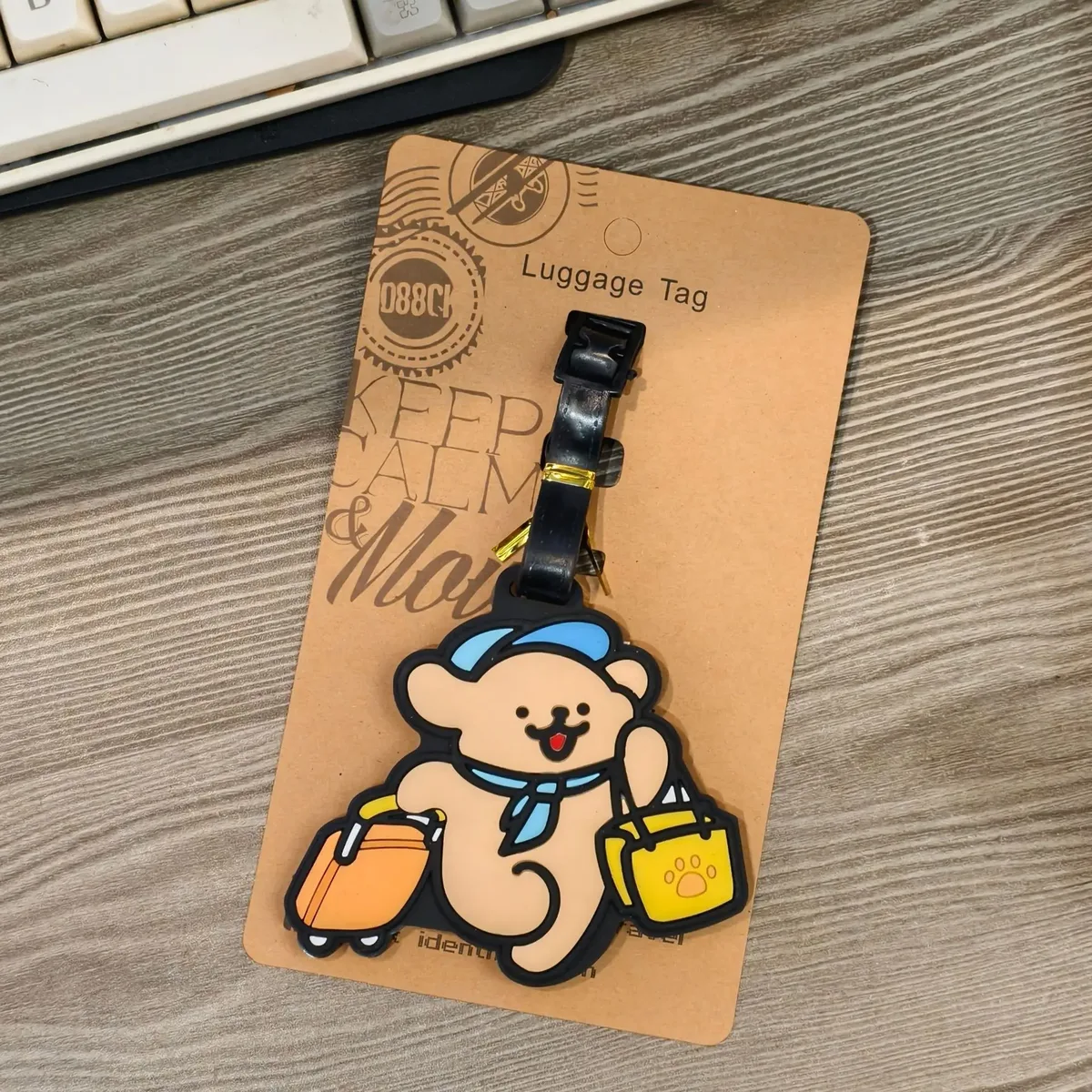 étiquette de bagage d88ck motif chien de dessin animé en pvc souple, pendentif de valise de voyage, accessoire d'identification de bagages