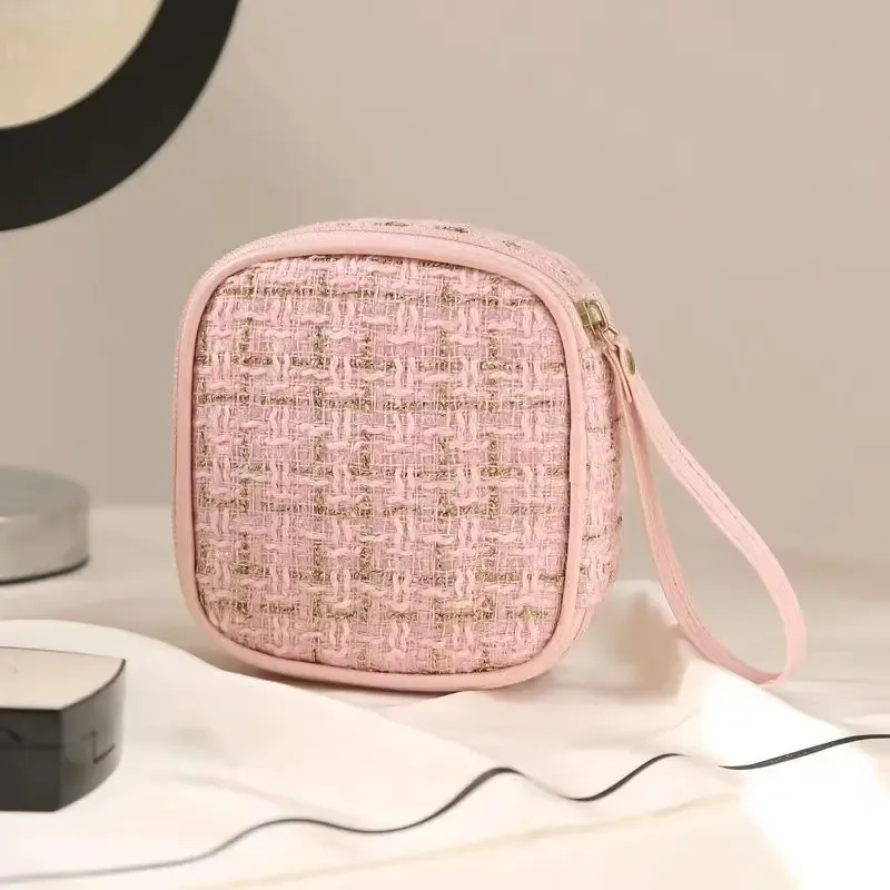 mini trousse de maquillage tissée – pochette cosmétique portable avec fermeture éclair, organisateur compact pour clés de rouge à lèvres, pièces de monnaie, voyage et usage quotidien