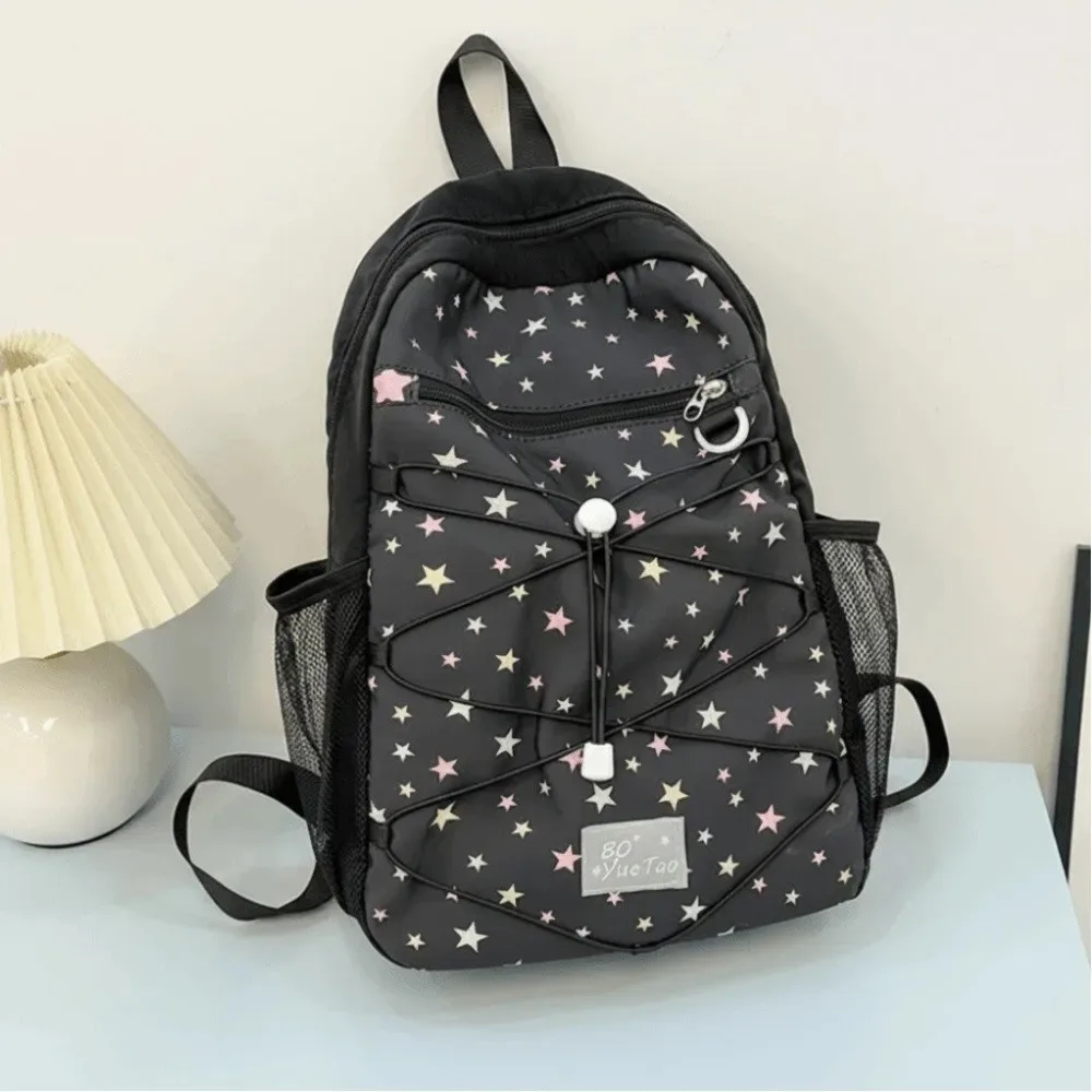 sac à dos d'extérieur tendance en nylon, résistant à l'usure, imprimé étoiles, style coréen, grande capacité, pour femmes et étudiants