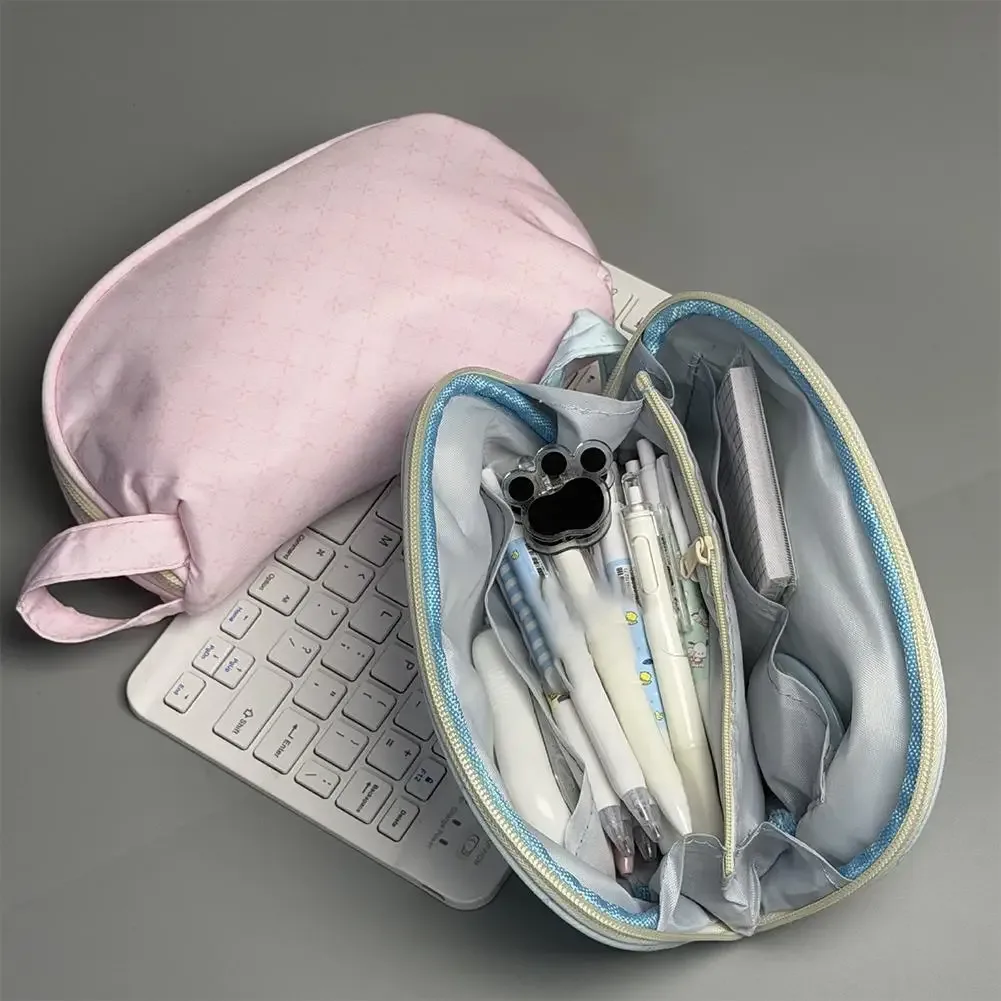 trousse à crayons en forme de coquille, sac de maquillage de grande capacité, sac de rangement multifonctionnel, pochette de rangement de voyage à fermeture éclair pour papeterie