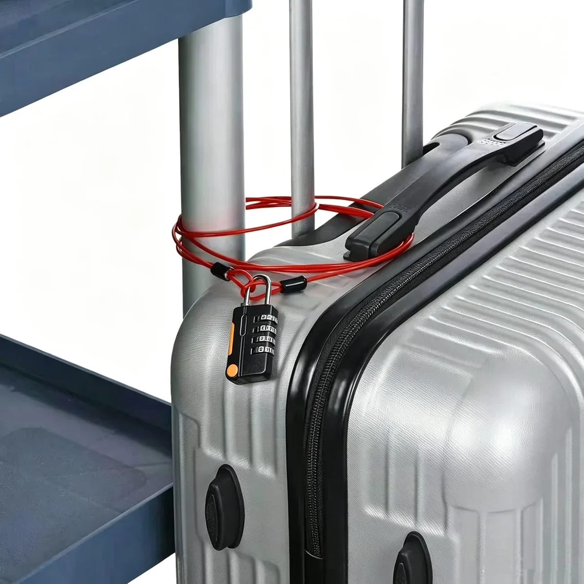 câble de sécurité en acier avec cadenas à combinaison à 4 chiffres, 1 ensemble de cadenas de voyage, câble de sécurité gainé de 1 m à double boucle pour bagages
