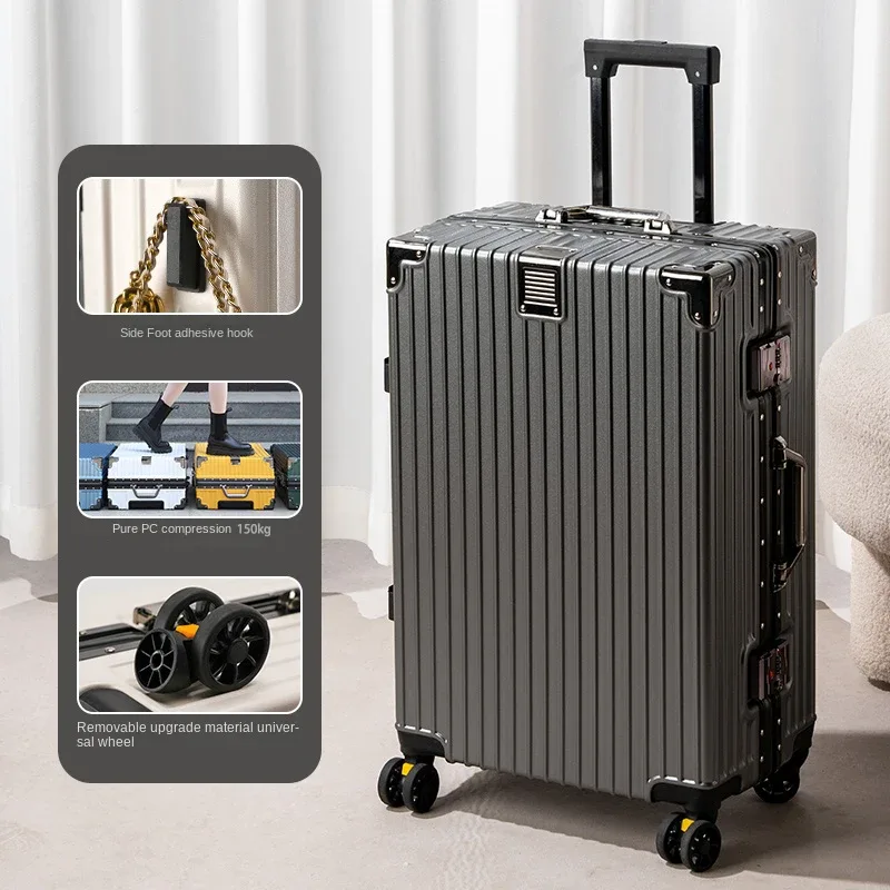 valise cadre en aluminium 20 pouces boîtier de chariot de transport roues universelles amovibles 22-30 pouces valises de voyage de grande capacité