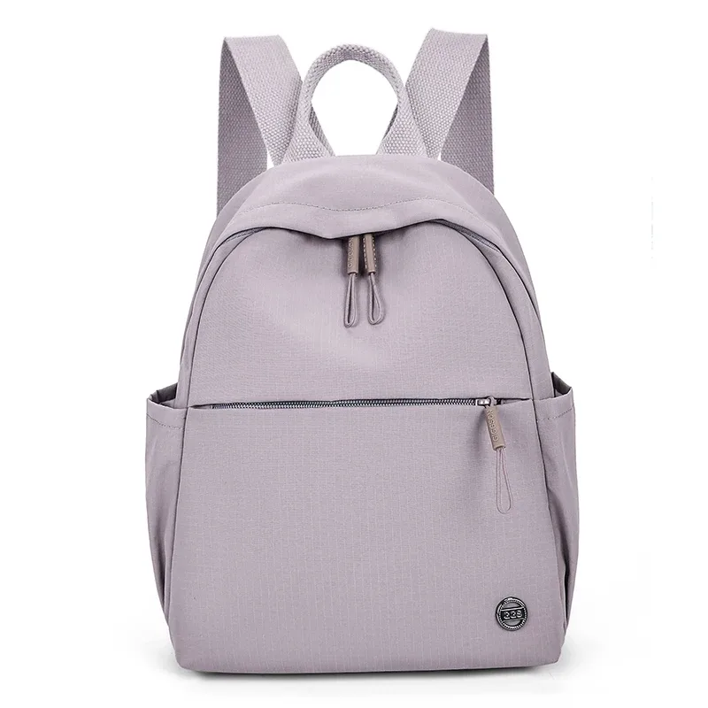 sac à dos tendance en nylon imperméable pour femmes, couleur unie, simple, loisirs, voyage, sacs à bandoulière pour adolescents