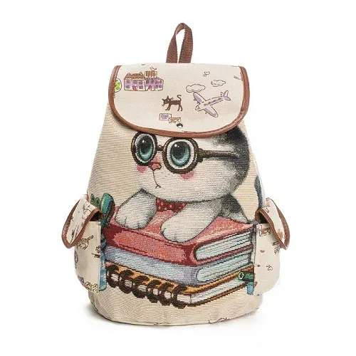 sac à dos imprimé chat mignon de dessin animé pour adolescentes, sac d'école, sac à dos de voyage de grande capacité, sac à dos de proximité pour filles, mode pour femmes