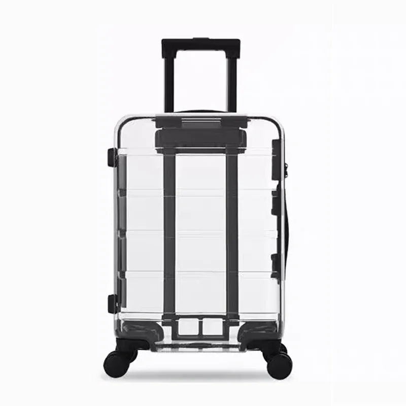 valise transparente de luxe pour homme et femme, bagage à roulettes, trolley d'embarquement, bagage à main, boîte de voyage, nouvelle collection