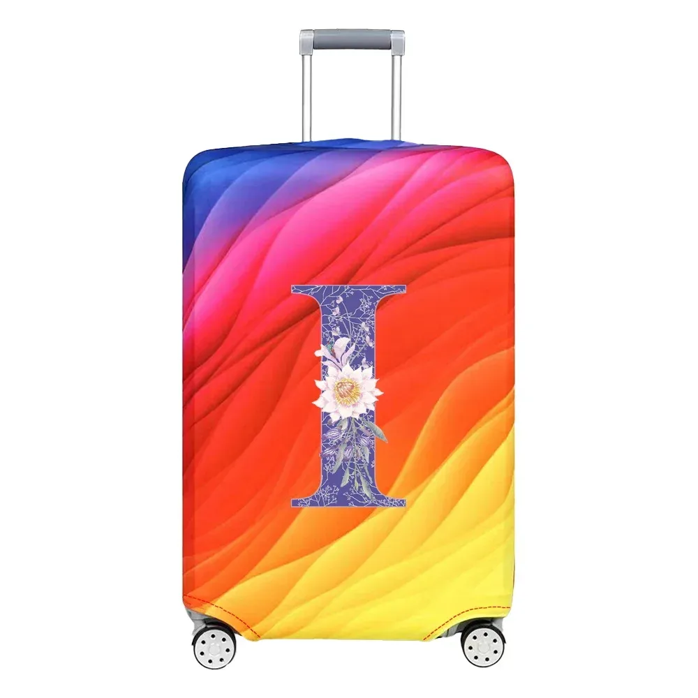 housse de protection pour bagages en tissu extensible, housse anti-poussière, anti-rayures, valise pour sac de 18 à 32 pouces, motif de lettres de fleurs violettes