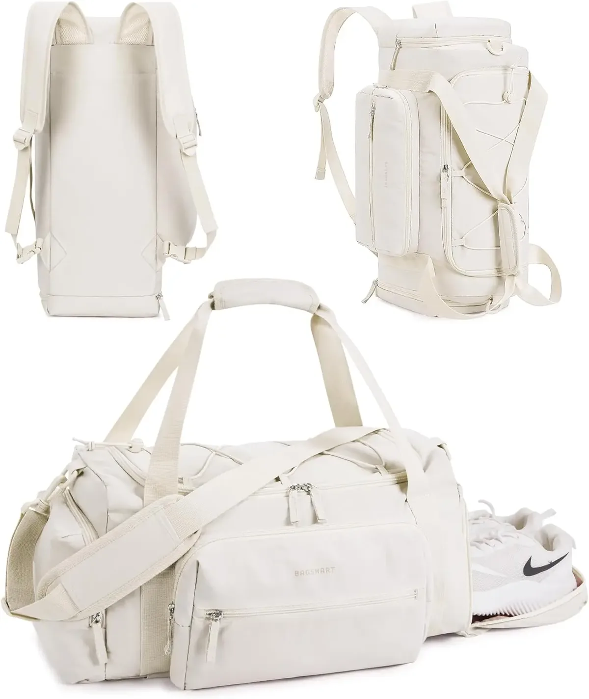 bagsmart sac de sport 4 en 1 pour femme et homme sac de sport léger tsa avec compartiment à chaussures et poche humide 30 l pour week-end