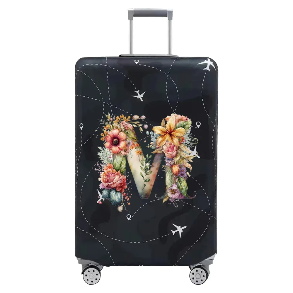 housse de valise de voyage, housse de protection en tissu extensible pour valises de 18 à 28 pouces, série de lettres florales