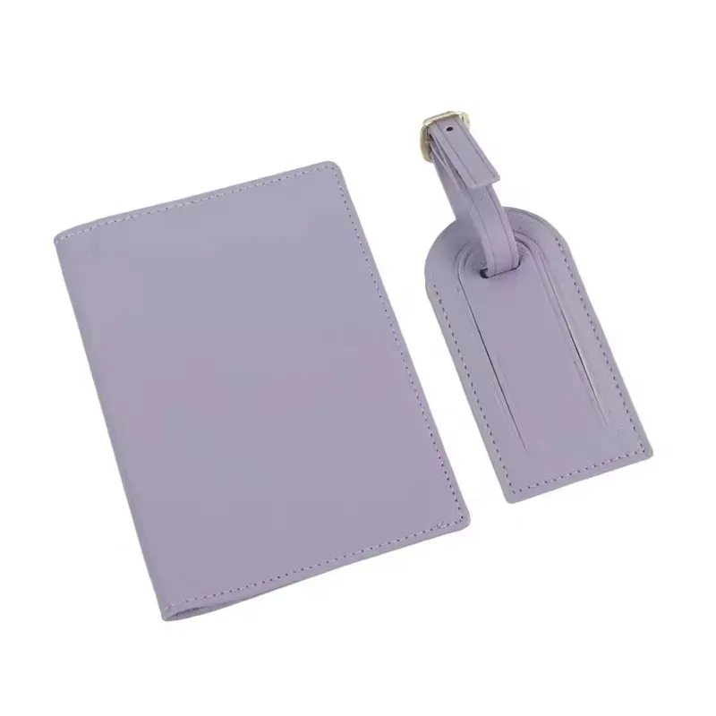 couverture de passeport en cuir saffiano avec initiales personnalisées gratuites, ensemble d'étiquettes de bagages, porte-passeport, étiquette de valise de voyage, accessoires de voyage