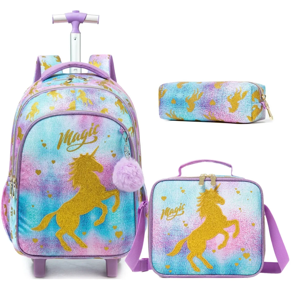 sac à dos à roulettes avec ruban nœud papillon pour enfants, sacs à dos mignons pour filles, sac à roulettes pour élèves du primaire