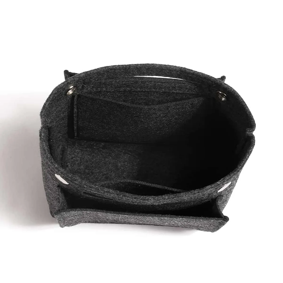 organisateur de sac à main en feutre ultra-plat avec fermeture à bouton-pression, sac de maquillage intégré avec plusieurs poches pour sac à main et sac fourre-tout
