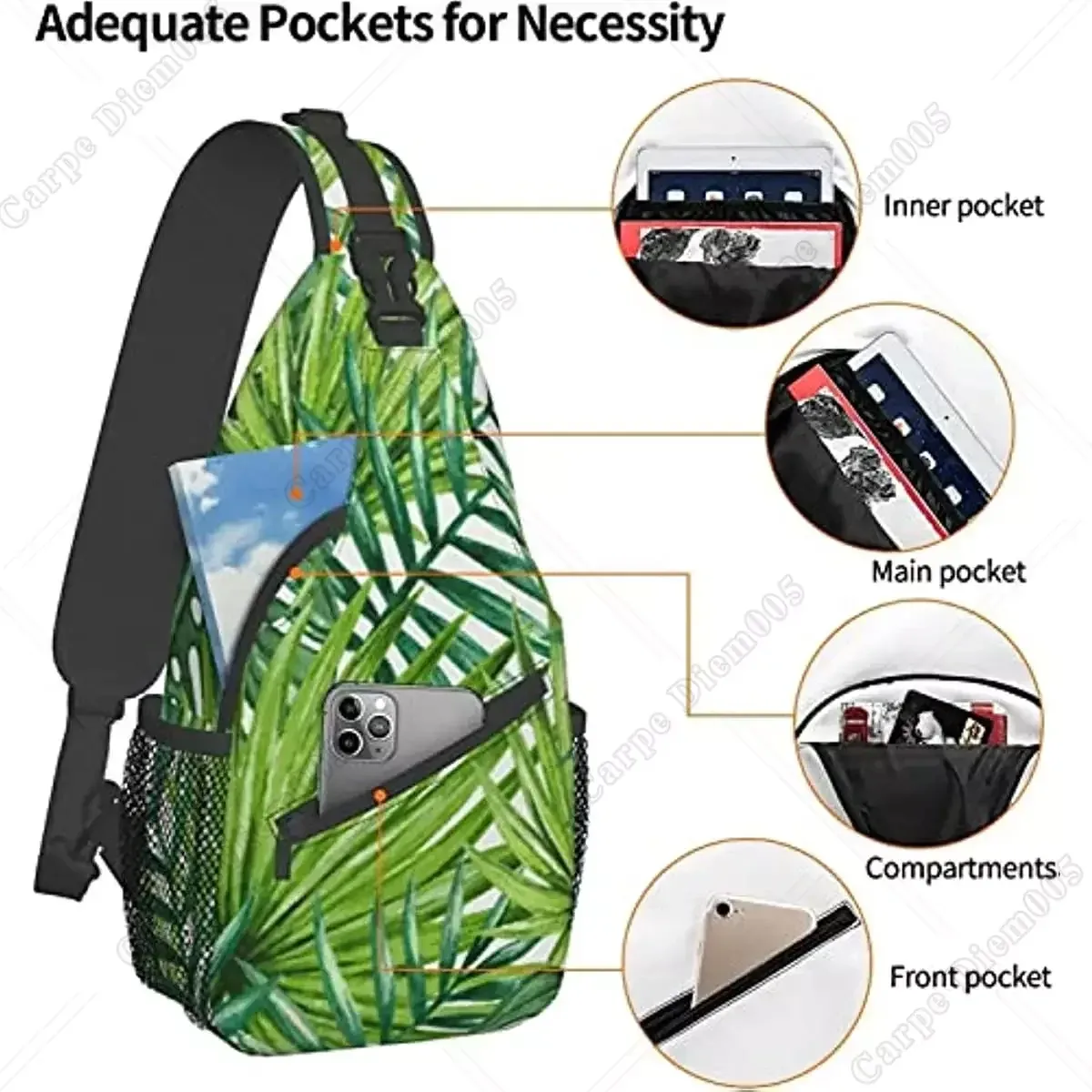 fleur de cerisier bandoulière corde triangle sac à dos canfeng fronde sacs à dos voyage randonnée sac à dos corde bandoulière sac à bandoulière