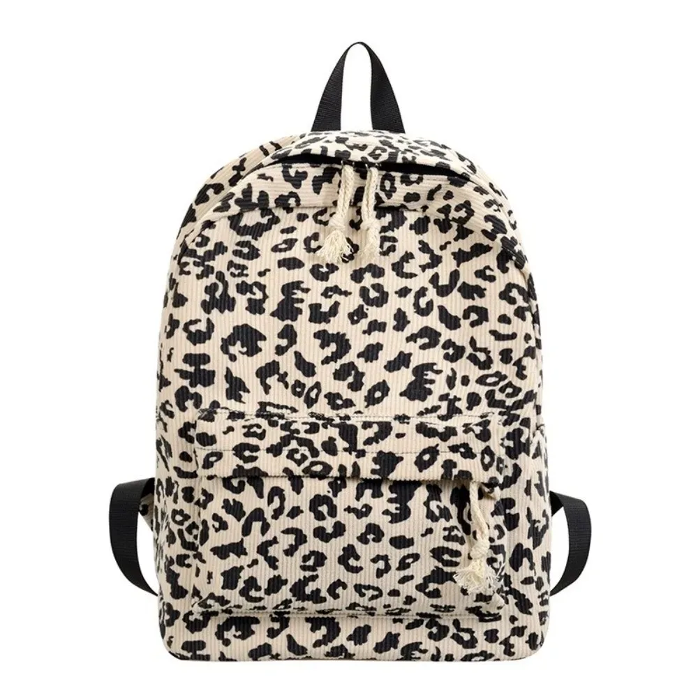 sac à dos léger en velours côtelé à imprimé léopard, style harajuku, pour étudiants, avec bretelles réglables, style coréen
