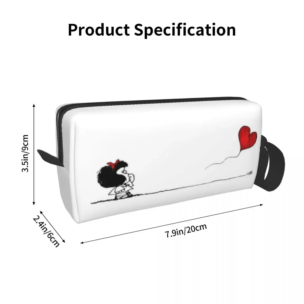 sac de maquillage personnalisé mafalda ballon coeur femmes voyage organisateur cosmétique mode quino manga dessin animé stockage trousses de toilette