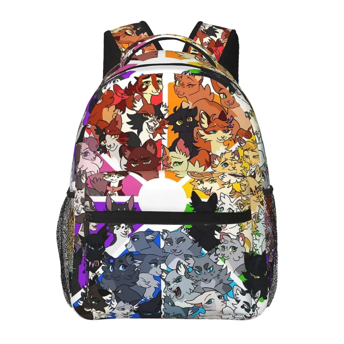 sac à dos scolaire warrior cats color wheel, sac de voyage et de randonnée pour garçons et filles, sac à dos tendance, sacs à bandoulière