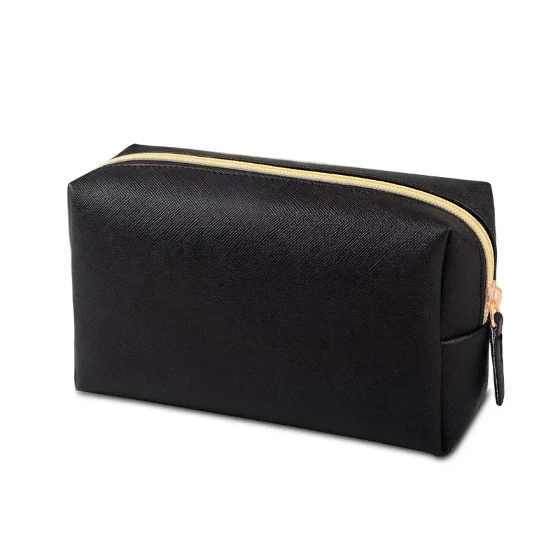 sac de maquillage pour femmes en cuir pu imperméable, couleur unie, trousse de toilette de voyage, organiseur de rangement cosmétique portable