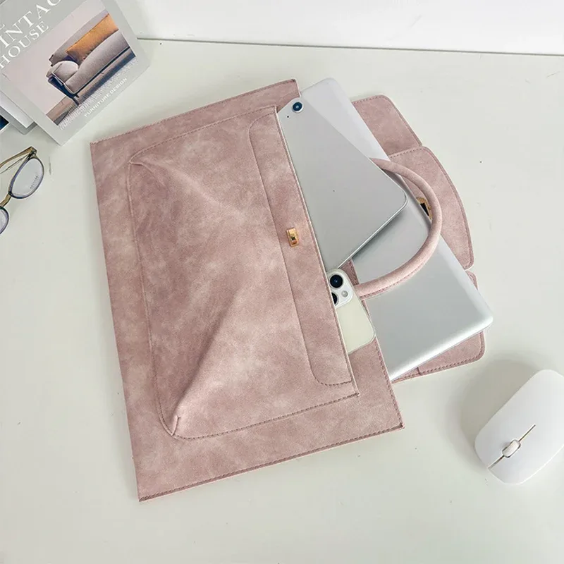 sac fourre-tout élégant en cuir pu rose pour ordinateur portable, sac à main de travail à poignée supérieure avec fermoir floral pour femme, usage quotidien au bureau