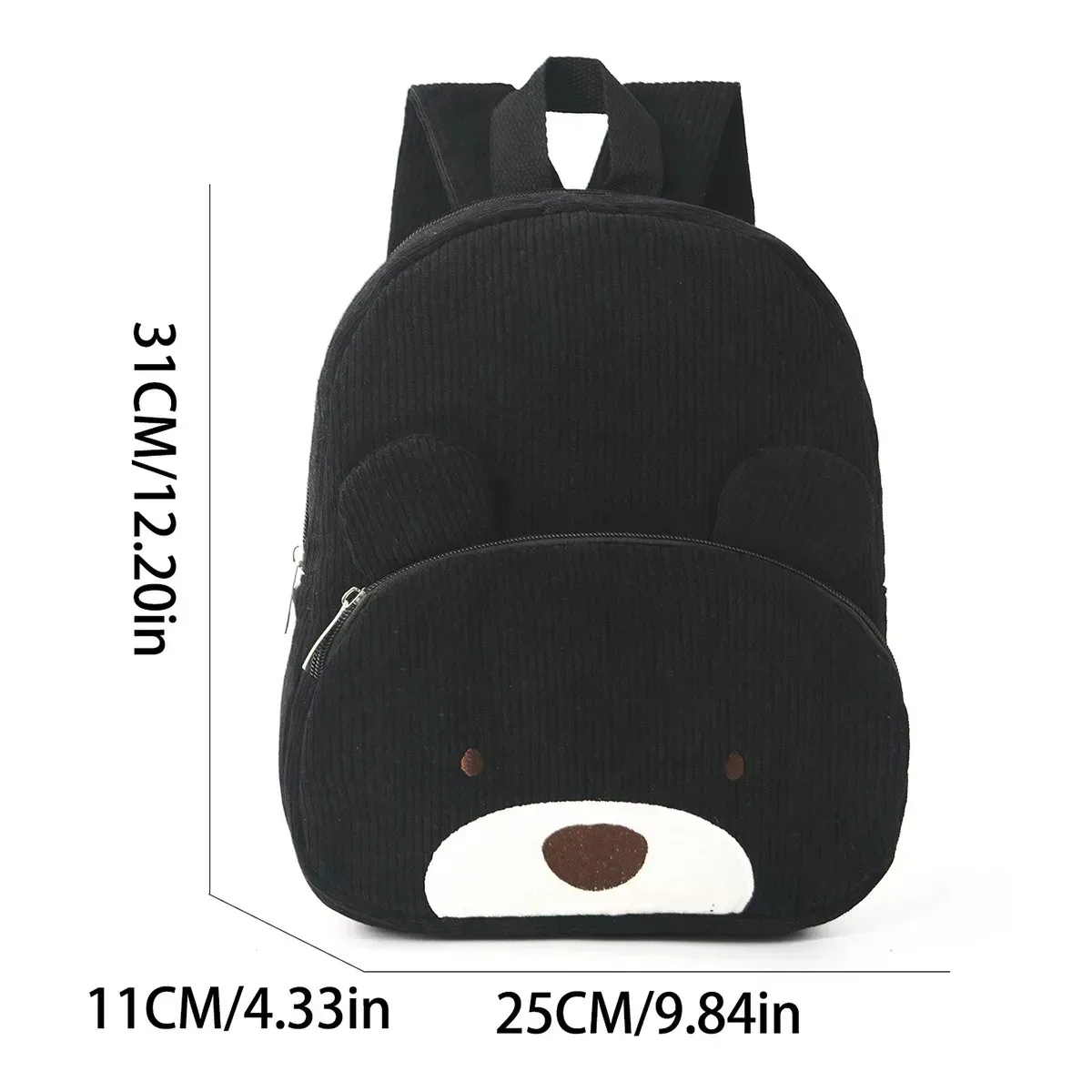 sac à dos pour tout-petits avec nom personnalisé, sac en velours côtelé ours de dessin animé de grande capacité, sac à dos en peluche avec nom brodé pour enfants