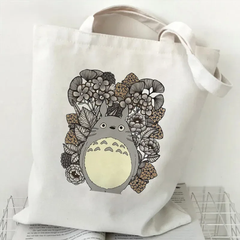 femmes dessin animé eco réutilisable sac à provisions femme épaule shopper sac fourre-tout studio ghibli collège sac à main rétro grandes dames
