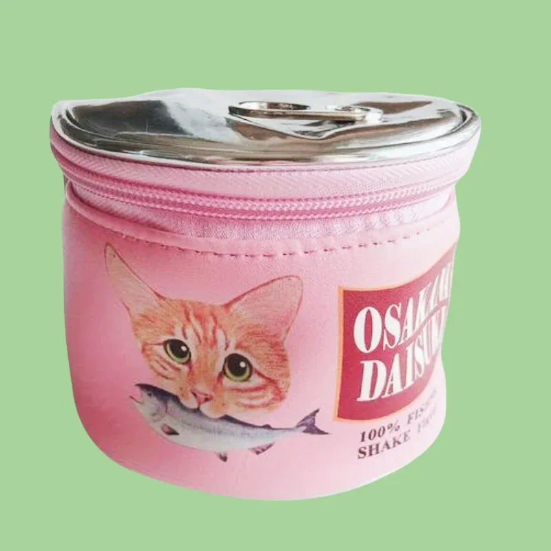 trousse de maquillage à motif imprimé chat mangeant du poisson de grande capacité, belle poche intérieure, sac inforbag, voyage à domicile, premier choix