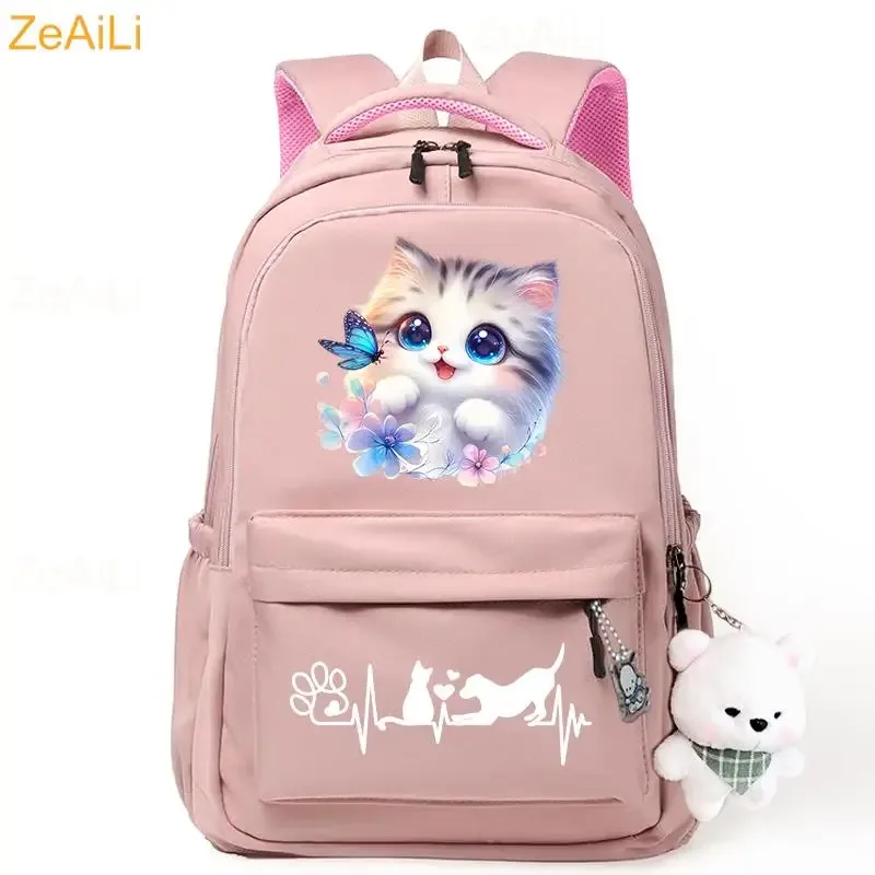 sac à dos pour ordinateur portable à thème chat mignon, grande capacité, pour femmes et hommes, sacs d'école pour garçons et filles, sac de voyage cool